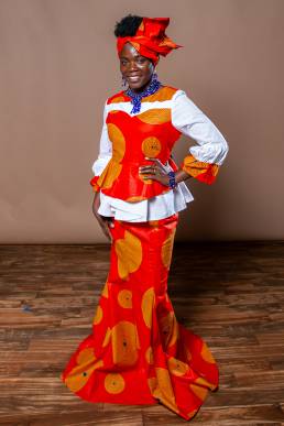 model showcasing clothes from African clothing store